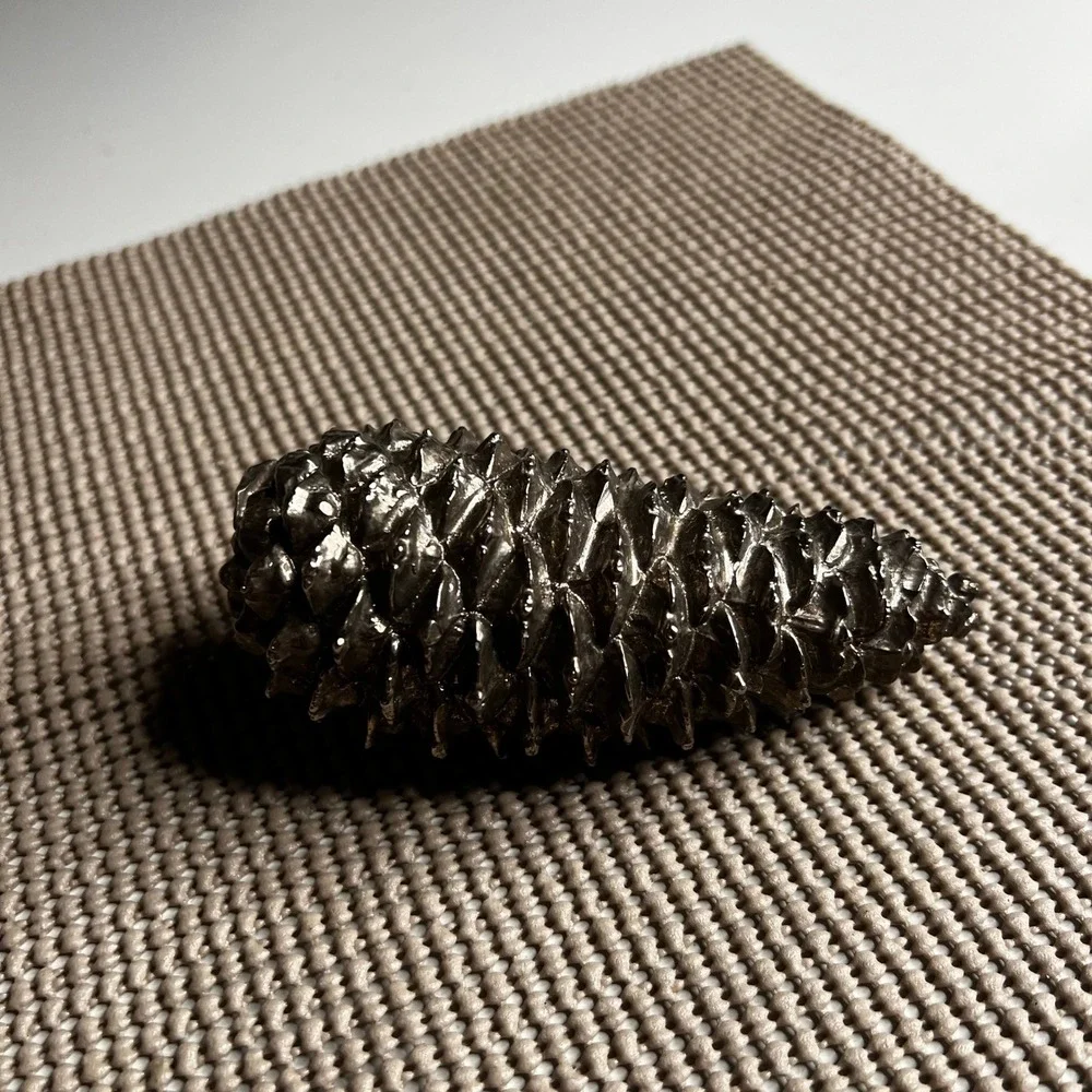 Vintage‎ Silver Tone Metal Pinecone Decorative Figurine Paperweight Rustic Decor
